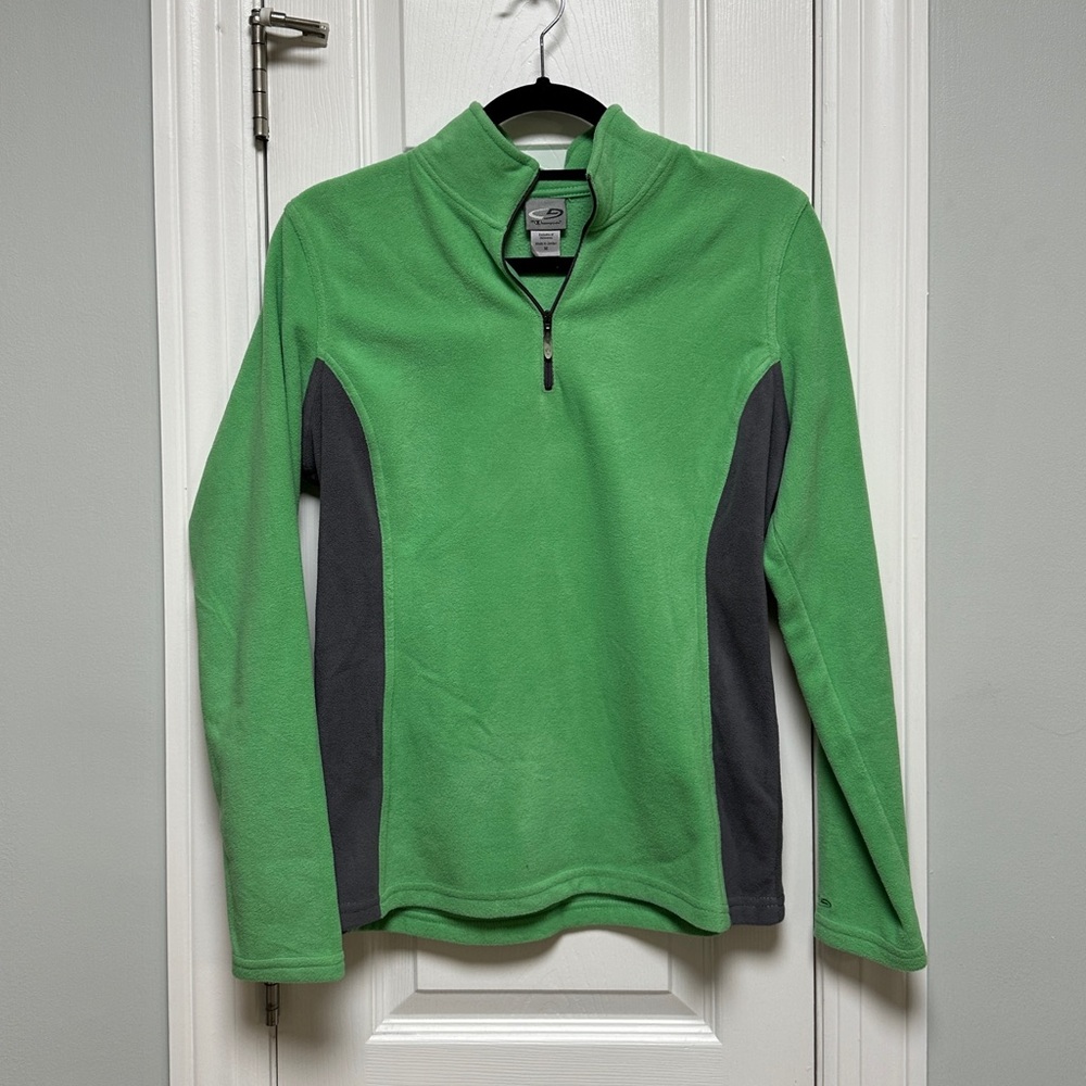 Champion - Green and Gray Quarter-Zip Pullover Fleece - Medium